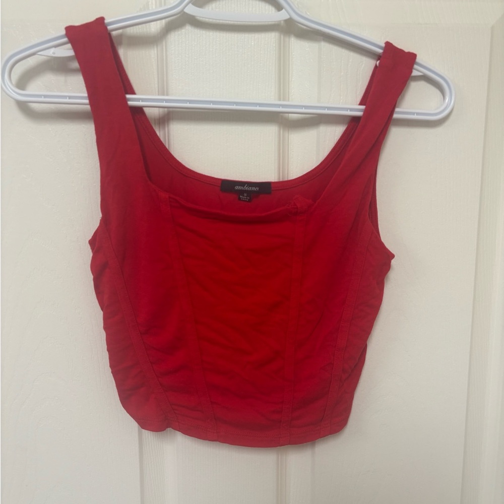 Ambiance Red Scoop Crop Tank